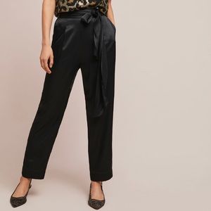 Anthropologie Satin Tie-Waist Pants